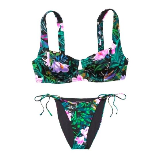 Victoria's Secret Other - 34C/S VICTORIA SECRET SWIM Lace-Up Top Bikini Set Side Tie Cheeky Bottom Floral